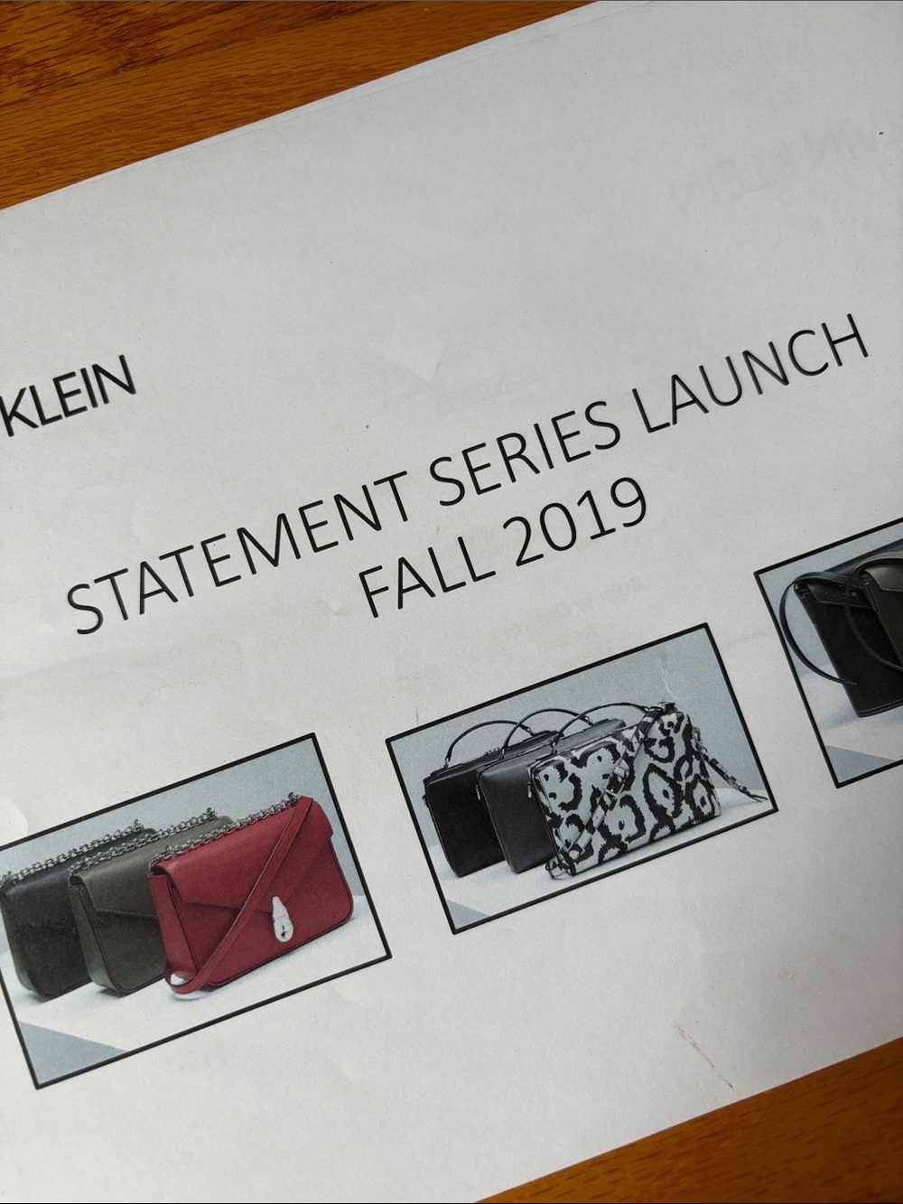 Calvin Klein Statement Series Fall 2019 Product Knowledge